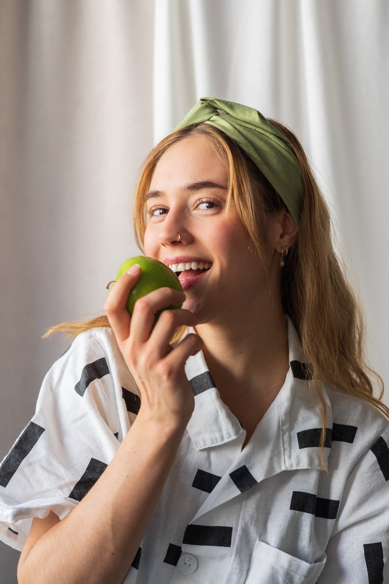 Imparfait - Bandeau large à torsader en lin blanc