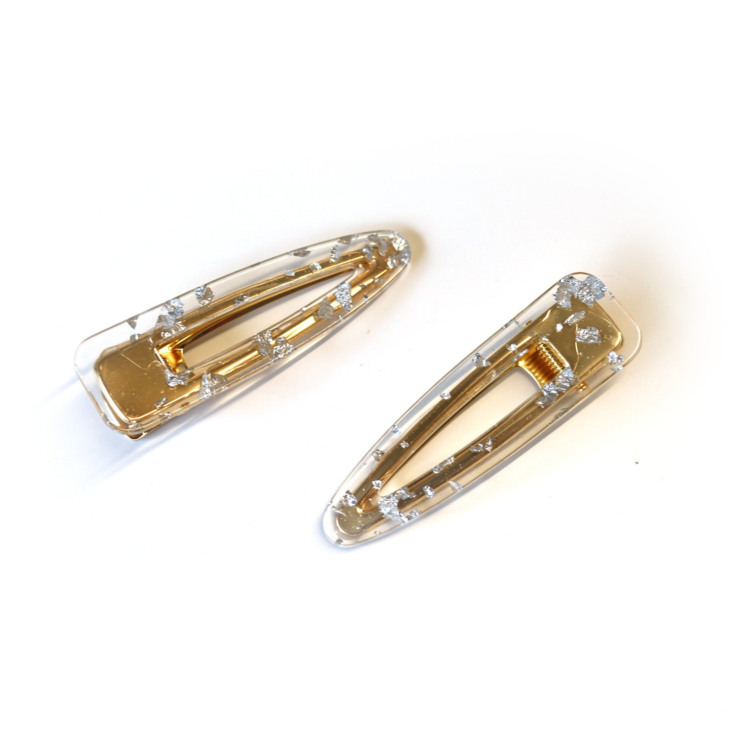 Silver effect pointed barrette (set of 2)