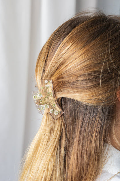 Imparfait - Pince en résine avec fleurs séchées