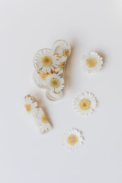 Barrette droite avec fleurs séchées