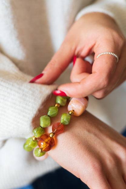 Bracelet de cheveux à billes mixtes