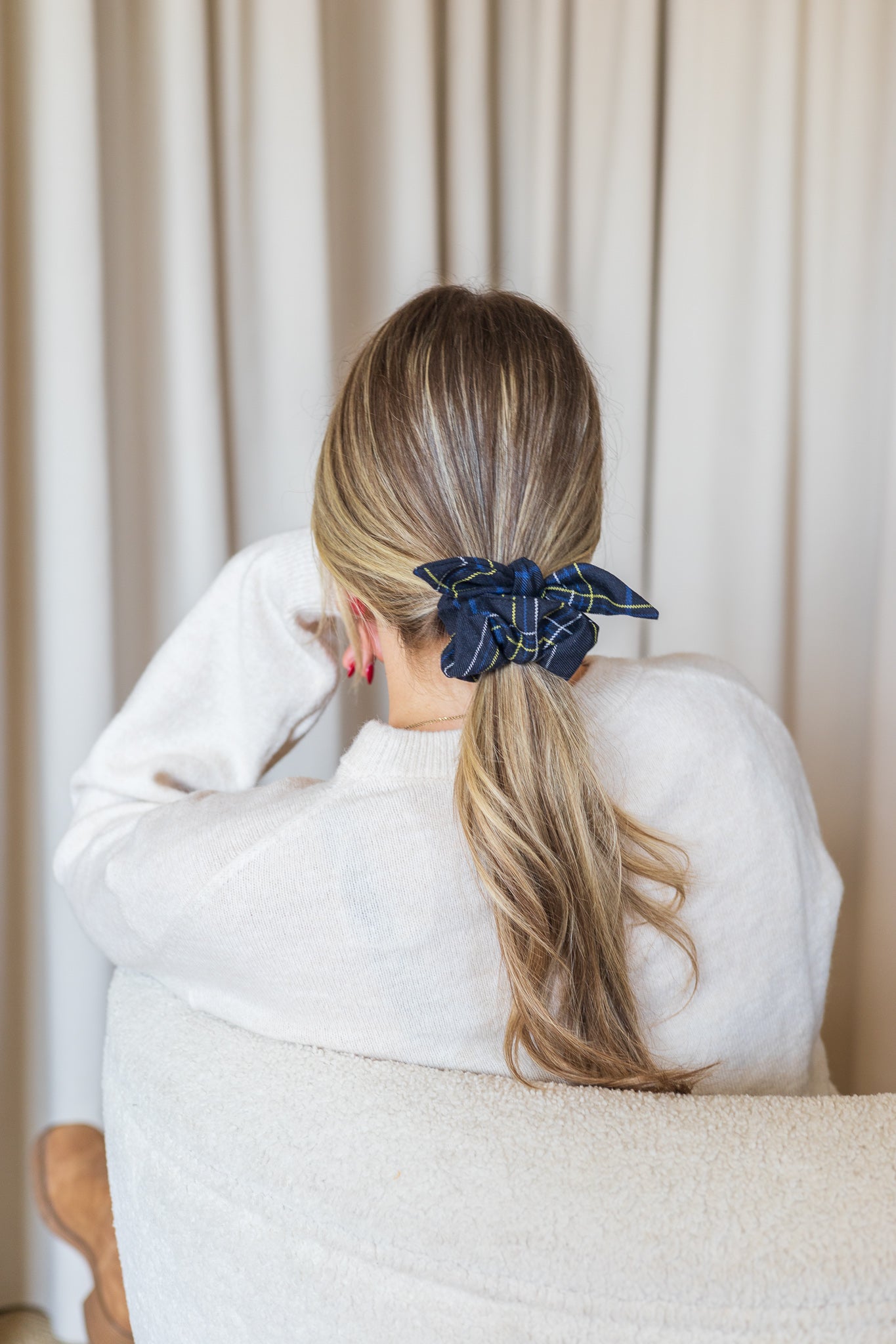 Tartan curly scrunchie