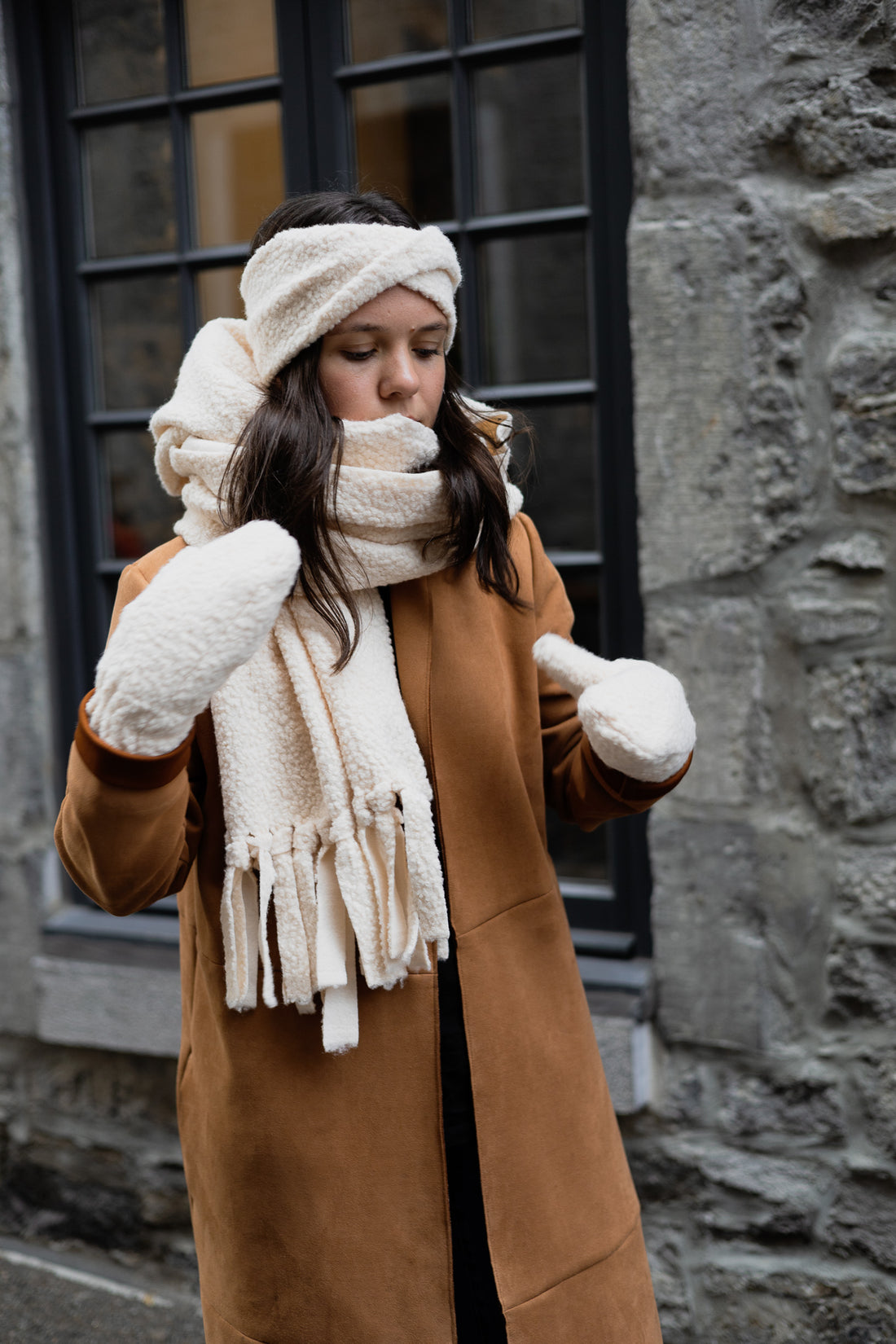 Fringed Sherpa Curled Scarf