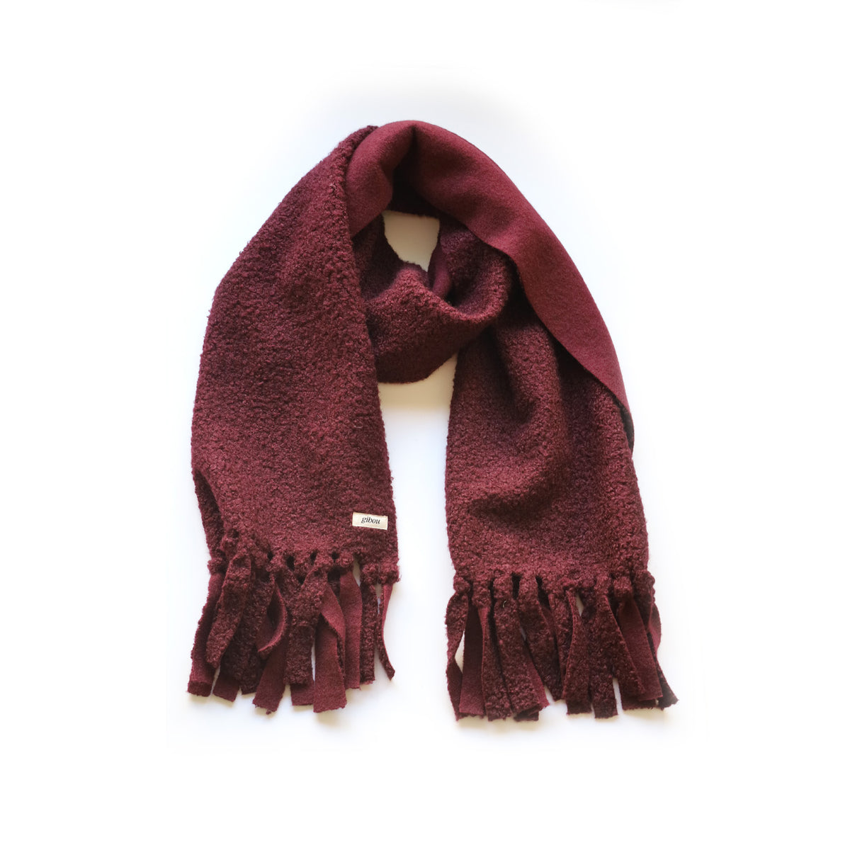 Très grand foulard molletonné bouclé à franges