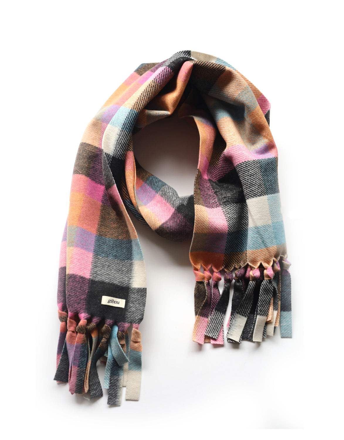 Très grand foulard molletonné bouclé à franges