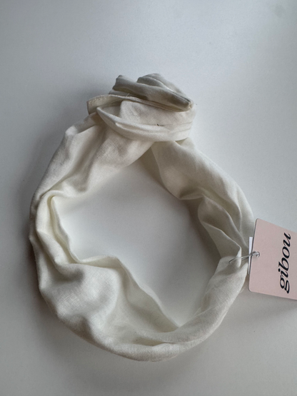 Échantillon - Bandeau large à torsader blanc en lin