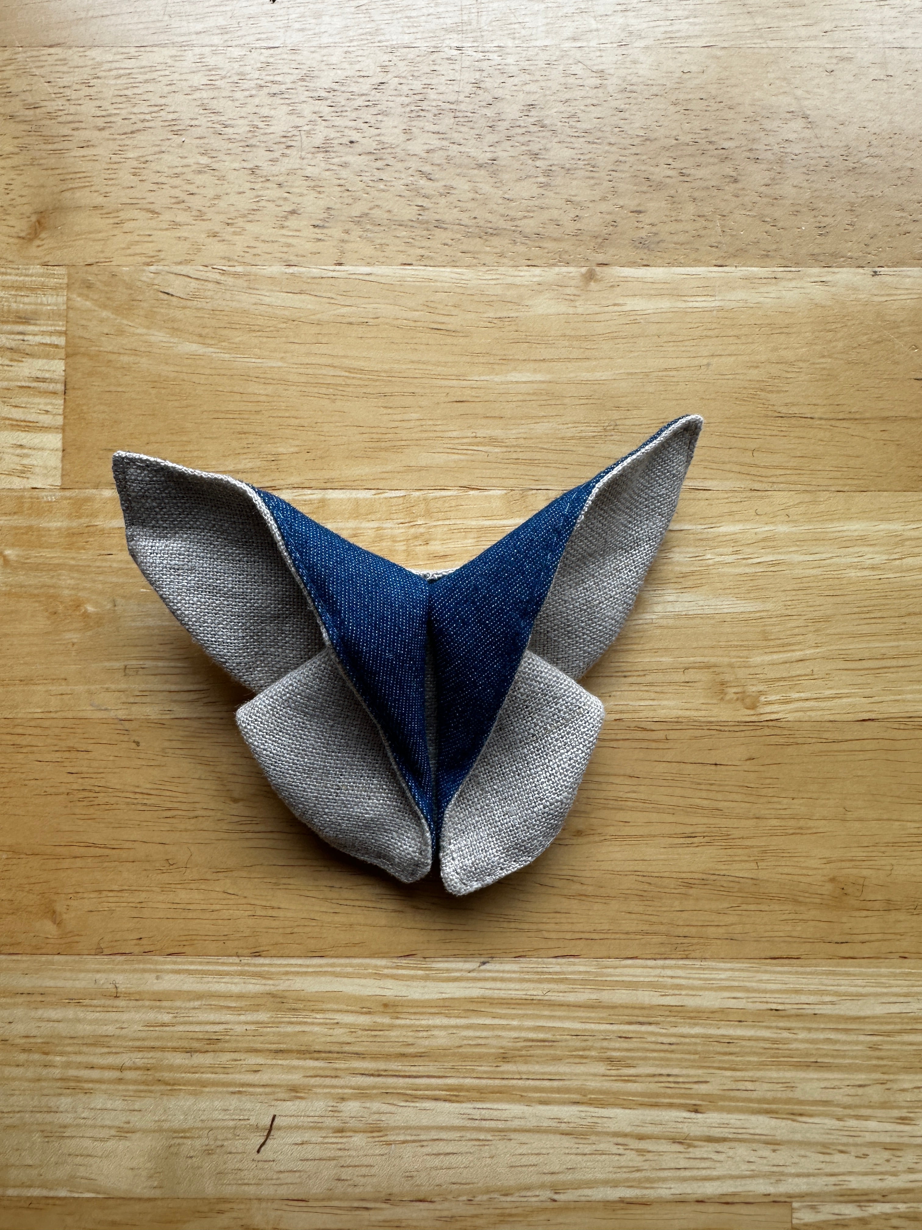 Échantillon - Barrette papillon en jean et lin