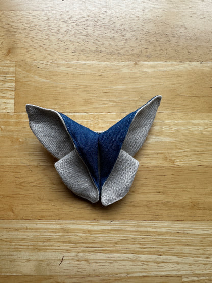 Échantillon - Barrette papillon en jean et lin