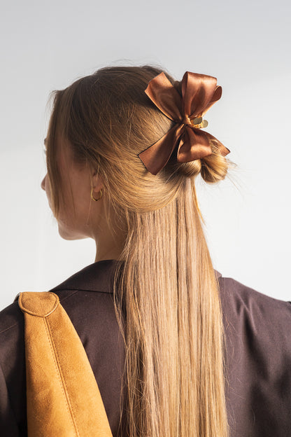 Double bow on gold clip