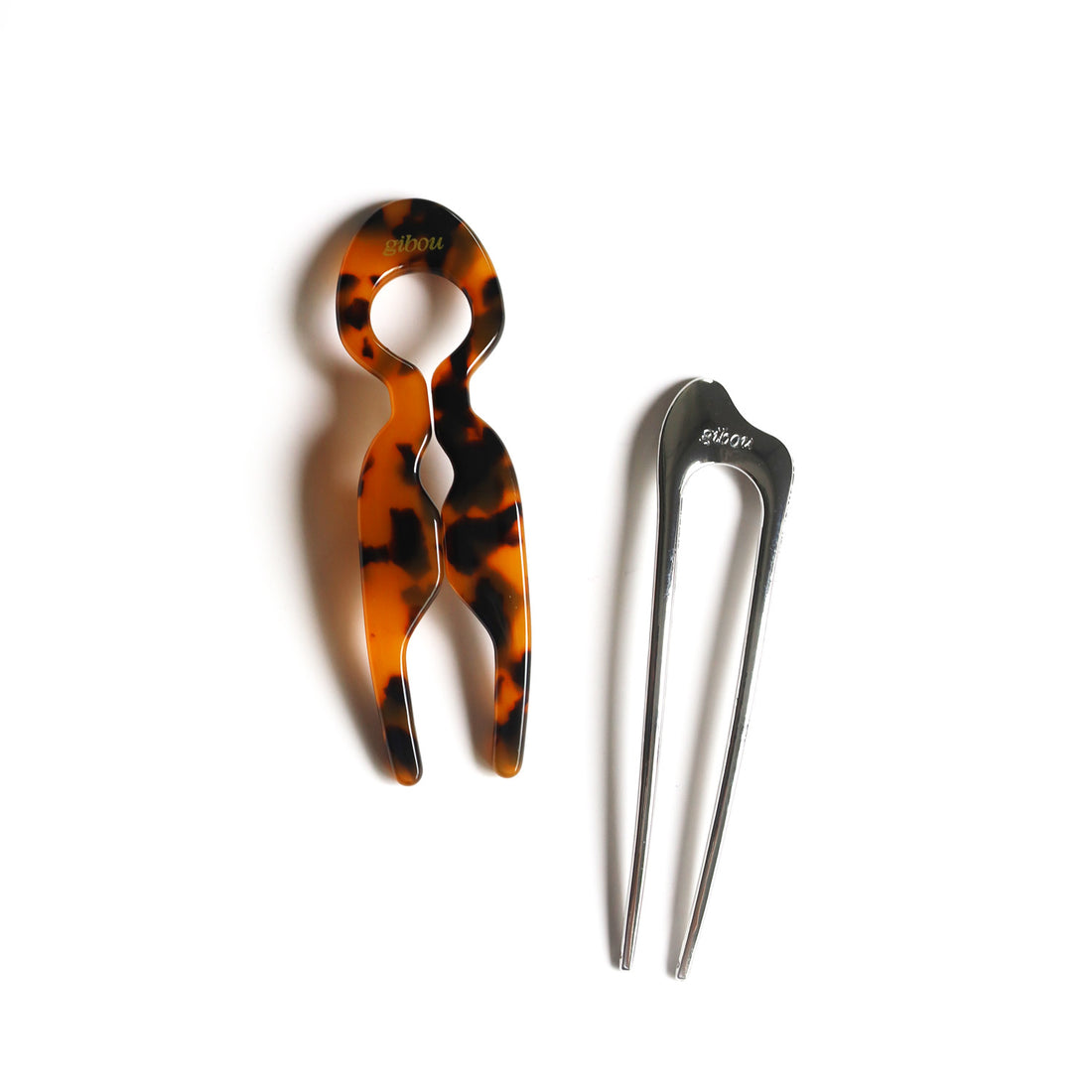 Duo of French hairpins in metal and acetate
