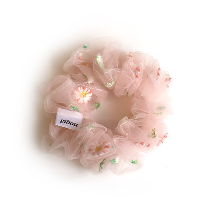 Chouchou en crinoline avec fleurs brodées