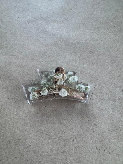 Imparfait - Pince en résine avec fleurs séchées
