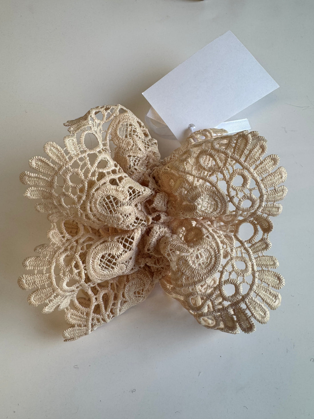 Échantillon - Chouchou double en broderie beige