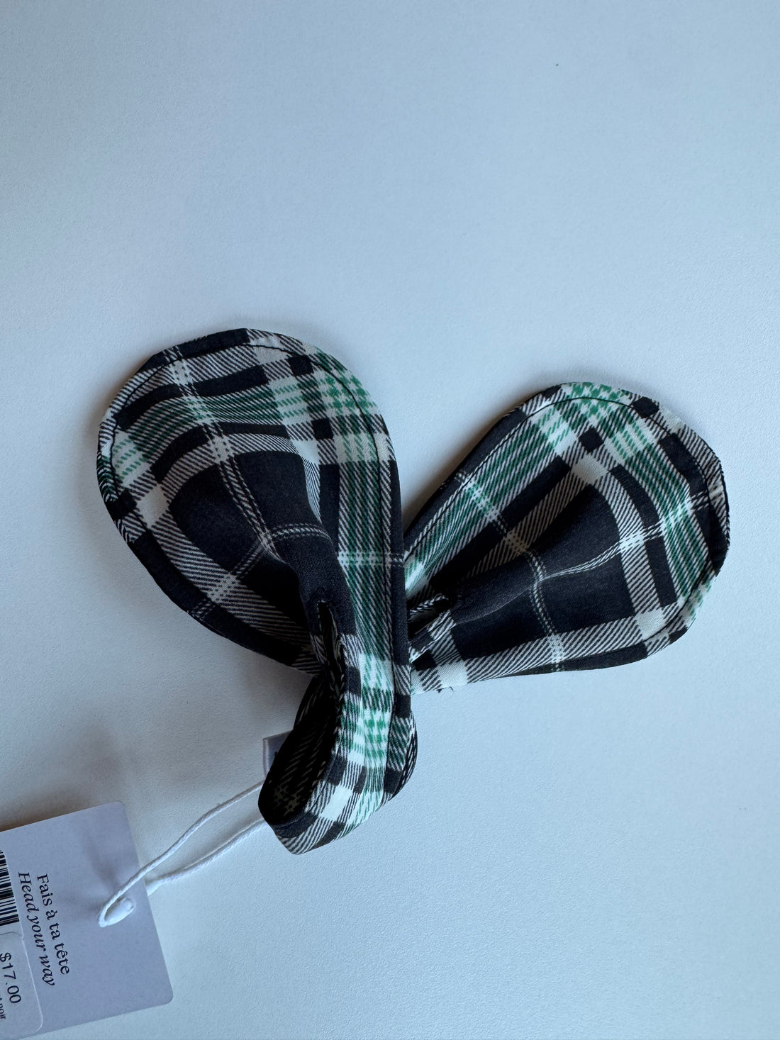 Échantillon - Accessoire à chignon tartan vert