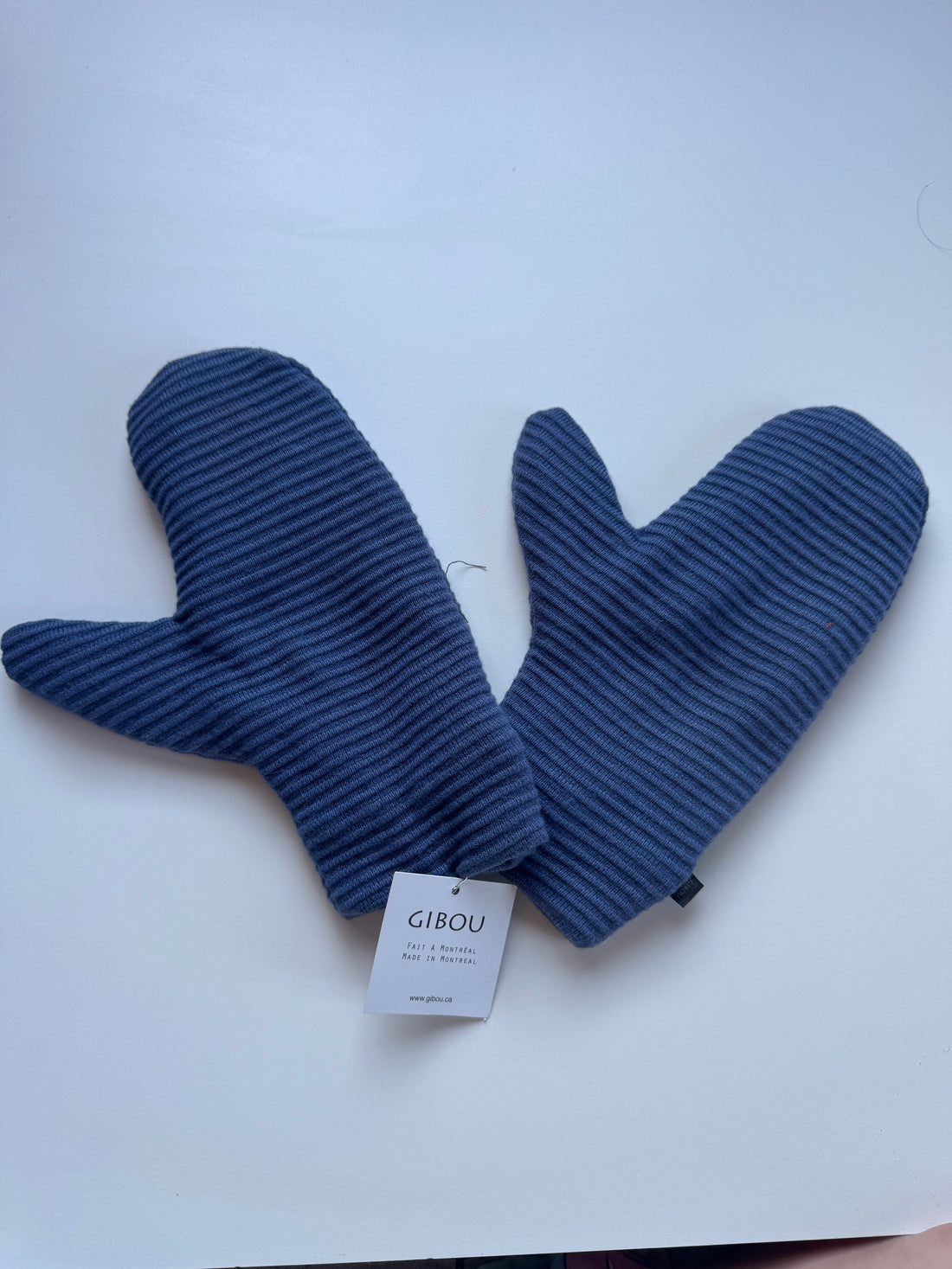 Échantillon - Mitaines côtelées dans le bleu