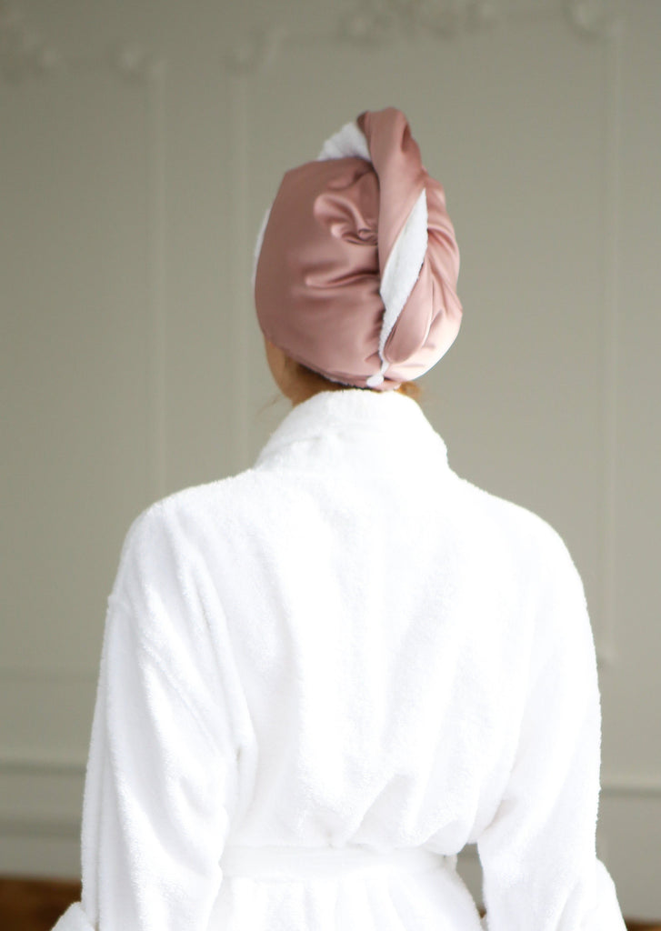 La serviette en bonnet pour les cheveux / Satin Hair Towel Wrap